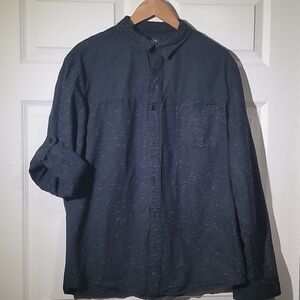 Rock & Republic Long Sleeve Cotton Speckled Black Button Up Dress Shirt